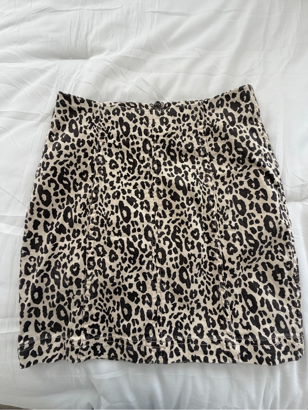 Leopard Print Mini Skirt in Dark Brown and Cream